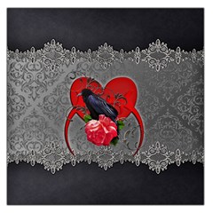 Wonderful Crow On A Heart Large Satin Scarf (Square)