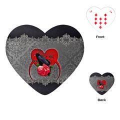 Wonderful Crow On A Heart Playing Cards Single Design (Heart)