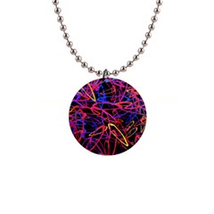 Abstrait Neon Colors 1  Button Necklace by kcreatif