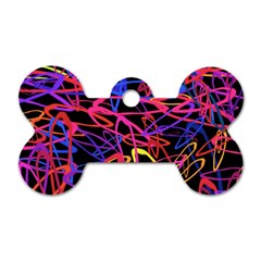 Abstrait Neon Colors Dog Tag Bone (one Side) by kcreatif