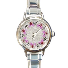 Orchidées Fleurs Abstrait Round Italian Charm Watch