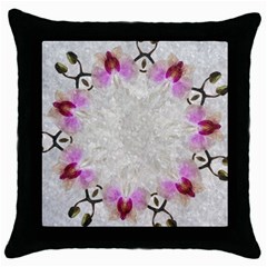 Orchidées Fleurs Abstrait Throw Pillow Case (Black)