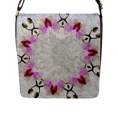 Orchidées Fleurs Abstrait Flap Closure Messenger Bag (L)