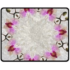 Orchidées Fleurs Abstrait Double Sided Fleece Blanket (medium)  by kcreatif