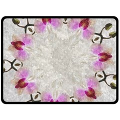 Orchidées Fleurs Abstrait Double Sided Fleece Blanket (Large) 