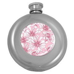 Pink Flowers Round Hip Flask (5 Oz) by Sobalvarro