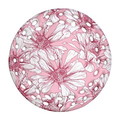 Pink Flowers Round Filigree Ornament (two Sides) by Sobalvarro