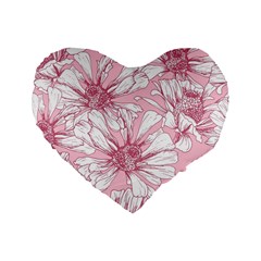 Pink Flowers Standard 16  Premium Heart Shape Cushions by Sobalvarro