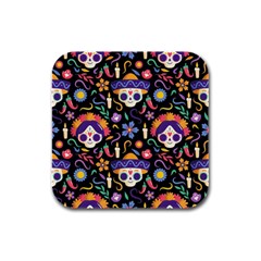 Dia De Los Muertos Rubber Square Coaster (4 Pack)  by Sobalvarro