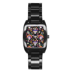 Dia De Los Muertos Stainless Steel Barrel Watch by Sobalvarro