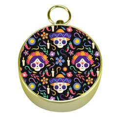 Dia De Los Muertos Gold Compasses by Sobalvarro