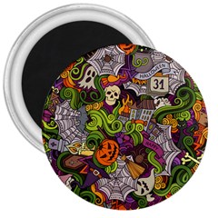 Halloween Doodle Vector Seamless Pattern 3  Magnets by Sobalvarro