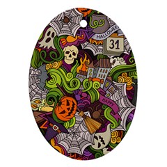 Halloween Doodle Vector Seamless Pattern Ornament (oval) by Sobalvarro