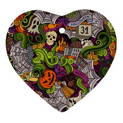 Halloween Doodle Vector Seamless Pattern Ornament (heart) by Sobalvarro