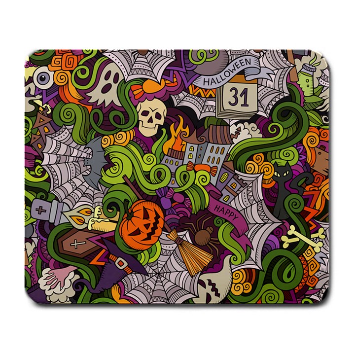 Halloween Doodle Vector Seamless Pattern Large Mousepads