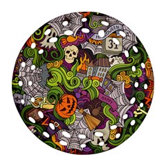 Halloween Doodle Vector Seamless Pattern Ornament (round Filigree) by Sobalvarro