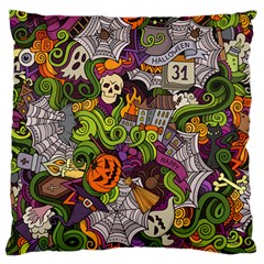 Halloween Doodle Vector Seamless Pattern Large Flano Cushion Case (one Side) by Sobalvarro