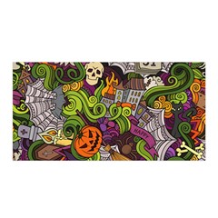 Halloween Doodle Vector Seamless Pattern Satin Wrap by Sobalvarro