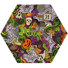 Halloween Doodle Vector Seamless Pattern Wooden Puzzle Hexagon by Sobalvarro