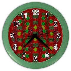 In Time For The Season Of Christmas Color Wall Clock by pepitasart