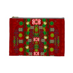 In Time For The Season Of Christmas An Jule Cosmetic Bag (large) by pepitasart