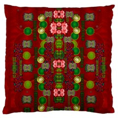 In Time For The Season Of Christmas An Jule Large Cushion Case (one Side) by pepitasart