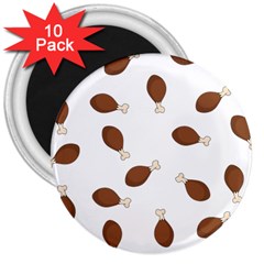 Turkey Leg Pattern - Thanksgiving 3  Magnets (10 pack) 