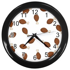 Turkey Leg Pattern - Thanksgiving Wall Clock (Black)