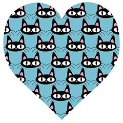 Cute Black Cat Pattern Wooden Puzzle Heart by Valentinaart