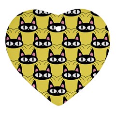 Cute Black Cat Pattern Ornament (heart) by Valentinaart