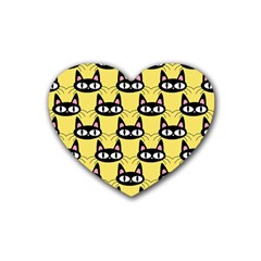 Cute Black Cat Pattern Rubber Coaster (heart)  by Valentinaart