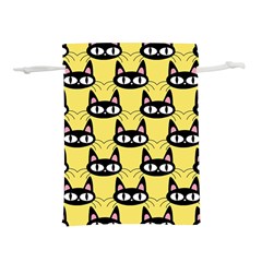 Cute Black Cat Pattern Lightweight Drawstring Pouch (m) by Valentinaart