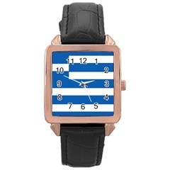 Greece Flag Greek Flag Rose Gold Leather Watch  by FlagGallery