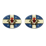 Quebec flag drapeau Québec Patriote Carillon Sacré-Coeur Christian Catholic old vintage with fleurs de lys Cufflinks (Oval) Front(Pair)