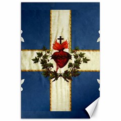 Quebec Flag Drapeau Québec Patriote Carillon Sacré-coeur Christian Catholic Old Vintage With Fleurs De Lys Canvas 20  X 30  by Quebec