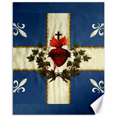 Quebec Flag Drapeau Québec Patriote Carillon Sacré-coeur Christian Catholic Old Vintage With Fleurs De Lys Canvas 11  X 14  by Quebec