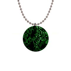 Abstract Plaid Green 1  Button Necklace by HermanTelo