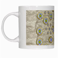 A Gift With Flowers And Bubble Wrap White Mugs by pepitasart
