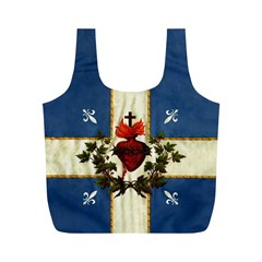 Quebec Flag Drapeau Québec Patriote Carillon Sacré-coeur Christian Catholic Old Vintage With Fleurs De Lys Full Print Recycle Bag (m) by Quebec