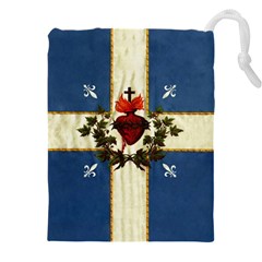 Quebec Flag Drapeau Québec Patriote Carillon Sacré-coeur Christian Catholic Old Vintage With Fleurs De Lys Drawstring Pouch (4xl) by Quebec