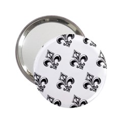 French France Fleur De Lys Metal Pattern black and white antique vintage 2.25  Handbag Mirrors