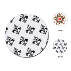 French France Fleur De Lys Metal Pattern black and white antique vintage Playing Cards Single Design (Round)