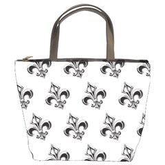 French France Fleur De Lys Metal Pattern black and white antique vintage Bucket Bag