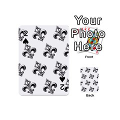 French France Fleur De Lys Metal Pattern black and white antique vintage Playing Cards 54 Designs (Mini)