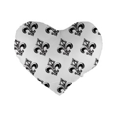 French France Fleur De Lys Metal Pattern black and white antique vintage Standard 16  Premium Flano Heart Shape Cushions