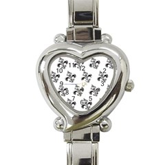 French France Fleur De Lys Metal Pattern black and white antique vintage Heart Italian Charm Watch