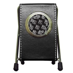 French France Fleur De Lys Metal Pattern Black And White Antique Vintage Black Rocker Pen Holder Desk Clock