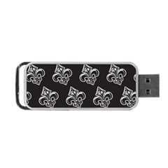 French France Fleur De Lys Metal Pattern Black And White Antique Vintage Black Rocker Portable Usb Flash (two Sides) by Quebec