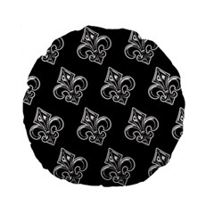 French France Fleur De Lys Metal Pattern Black And White Antique Vintage Black Rocker Standard 15  Premium Flano Round Cushions by Quebec