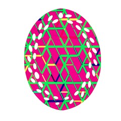 Abstrait Neon Rose Oval Filigree Ornament (two Sides) by kcreatif